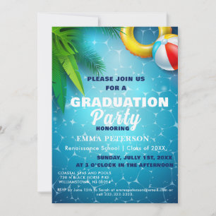 Invitation Belle Piscine Party, Baignade cadeau Graduation Bl