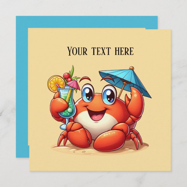 Invitation Belle plage cocktail de crabe (Devant / Derrière)