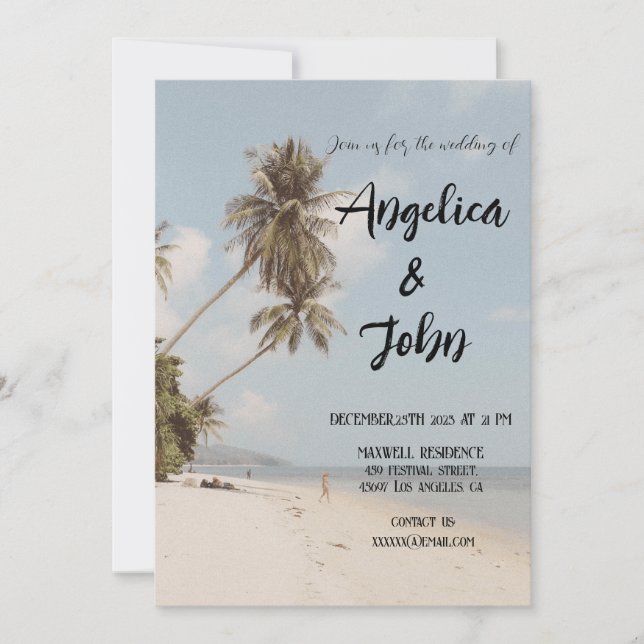 Invitation Belle plage de jour Mariage de vacances (Devant)