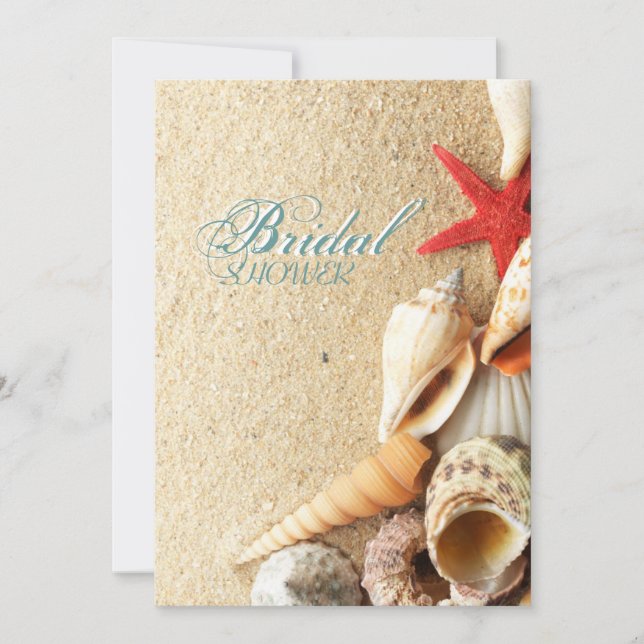 Invitation belle plage de sable de mer plage douche nuptiale (Devant)