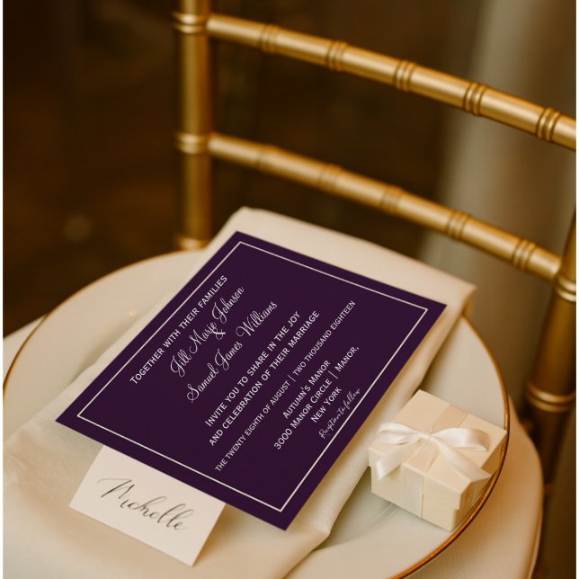 Invitation Belle prune et Mariage gris (Créateur téléchargé)