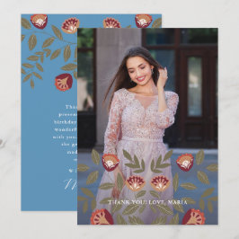 Invitation Belle Quinceanera Bleue Fiesta Merci Photo