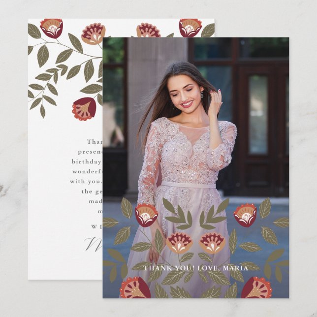 Invitation Belle Quinceanera Fiesta Merci Photo (Devant / Derrière)