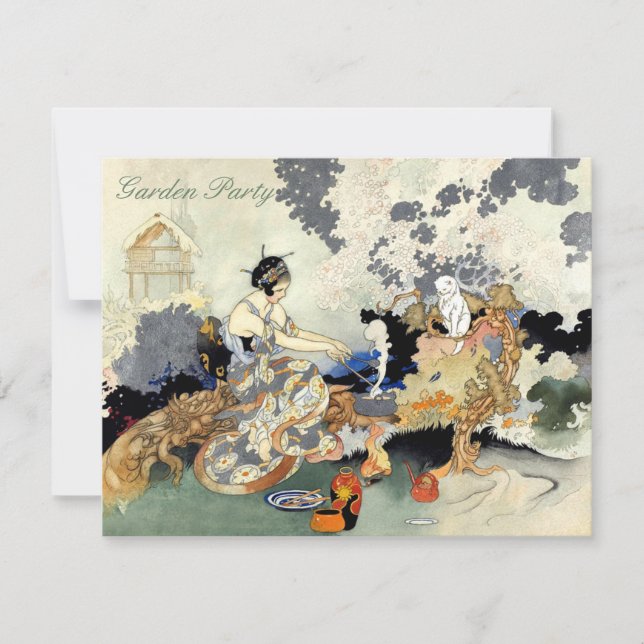 Invitation Belle réception en plein air japonaise vintage (Devant)