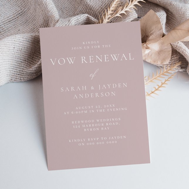 Invitation Belle rénovation de vœux moderne rose poussiéreux  (Créateur téléchargé)