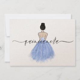 Invitation Belle robe bleu gown Script Quinceanera Party