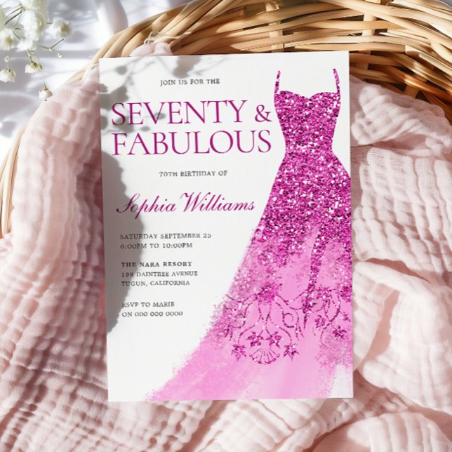 Invitation Belle robe étincelante 70e fête d'anniversaire (Créateur téléchargé)