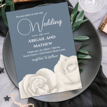 Belle Rose blanche, bleu Dusty et Mariage blanc