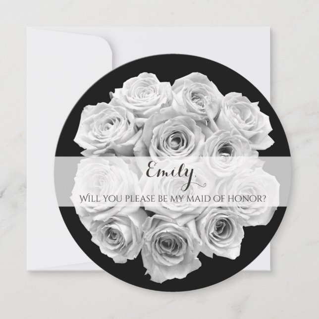 Invitation Belle Rose Bouquet Maid of Honor Card (Devant)