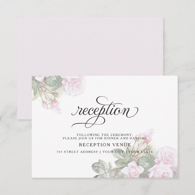 Invitation Belle rose peinte Roses BarefootBride™ (Devant / Derrière)