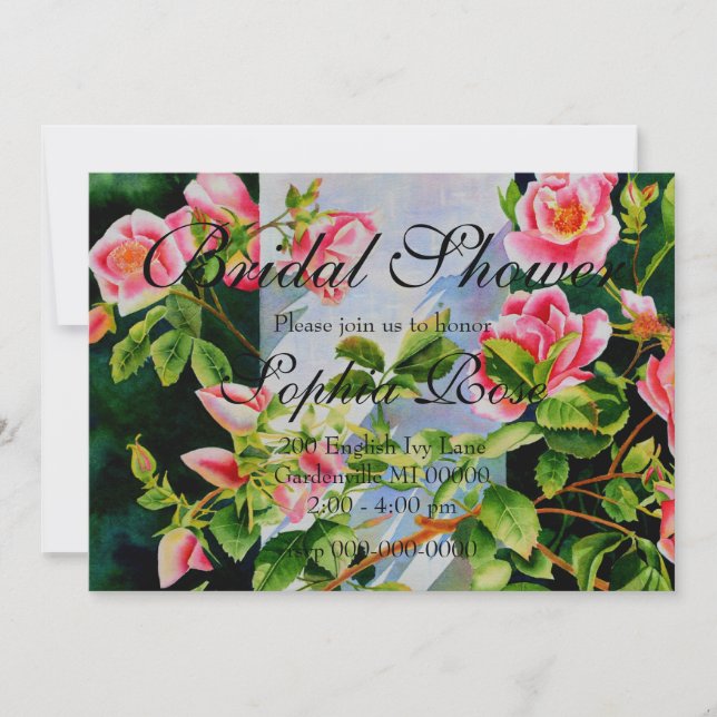 Invitation Belle rose rose rouge roses blanc aquarelle floral (Devant)