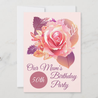 Invitation Belle rose rose simple