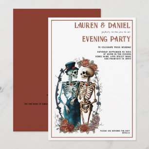 Invitation Belle Skeleton Couple QR Soirée Mariage