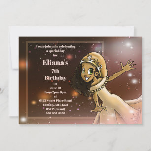 Invitation Belle soirée d'anniversaire de la princesse afro-a