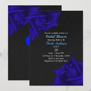 Invitation Belle texture noire Fête des mariées Rose Bleue