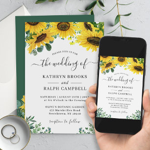 Invitation Belle tournesol Eucalyptus Mariage de verdure