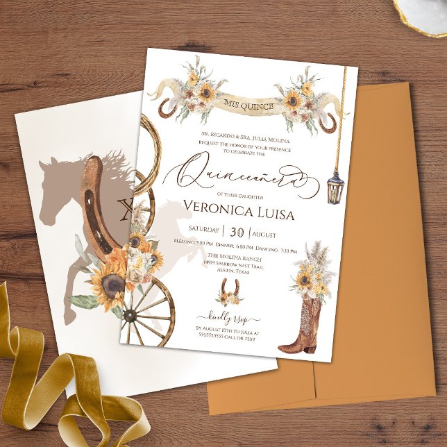 Invitation Belle Tournesol Floral Charro Quinceanera (Créateur téléchargé)