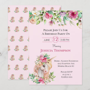 Invitation Belle Unicorn Anniversaire
