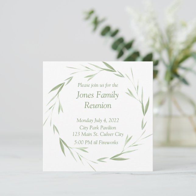 Invitation Belle verdure réunion familiale personnalisée (Debout devant)