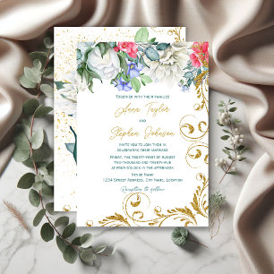 Invitation Belles Botaniques avec Faux Gold Parties scintilla
