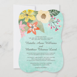 Invitation Belles fleurs Aquarelle Mariage floral / Aqua