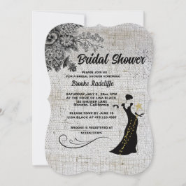 Invitation Belles fleurs artistiques noires/grises