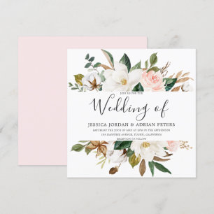 Invitation Belles fleurs blanches et blanches Mariage moderne