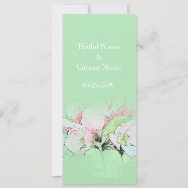 Invitation Belles fleurs de pomme rose en mariage vert (Dos)