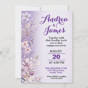 Invitation Belles Fleurs Violettes Fête de Fiançailles