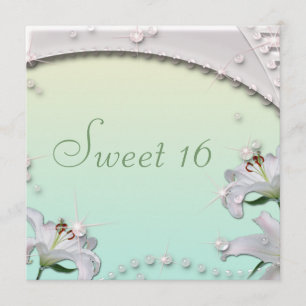 Invitation Belles lamelles et parkles Mint Green Sweet 16