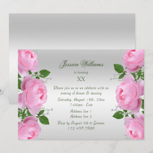Invitation Belles Roses Fleurs Anniversaire Rose Classe