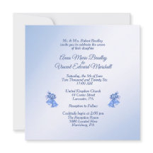 Invitation Bells Mariage bleu