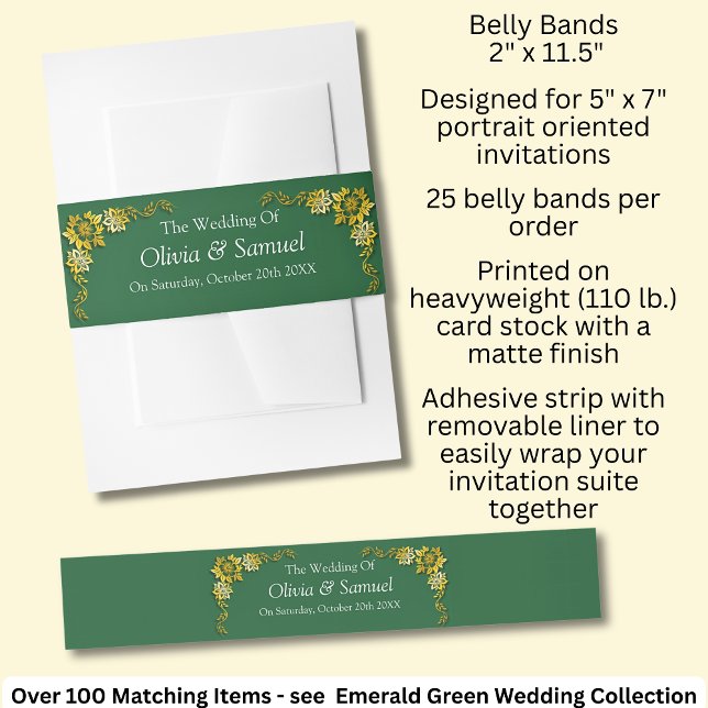 Invitation Belly Band - Emerald Green & Gold (Von Creator hochgeladen)