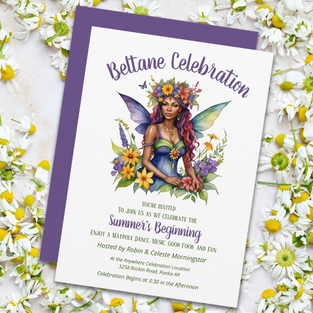 Invitation Beltane Summer Fairy Floral Sabbat Party (Beltane Summer Fairy Floral Sabbat Party Invitation by Pagan Holidays)