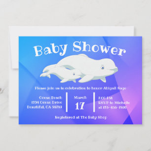 Invitation Béluga Bleu, Baby shower rose de l'océan Arctique