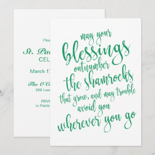 Invitation Bénédiction irlandaise Fête de la Saint-Patrick