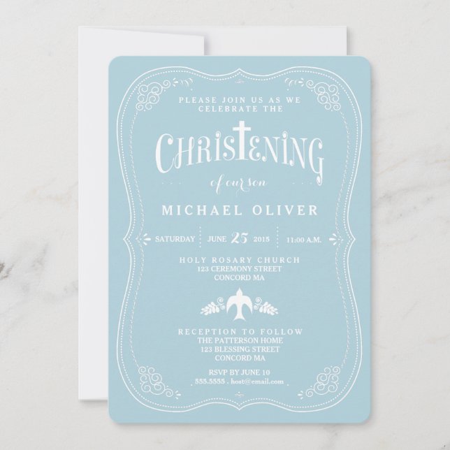 Invitation Bénédiction pour bébé garçon Christening Invitatio (Devant)