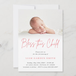 Invitation Béni cet enfant écrit à la main Christening Photo