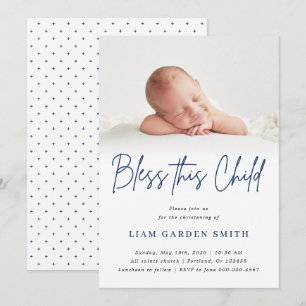 Invitation Béni cet enfant écrit à la main Christening Photo 