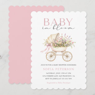 Invitation Berceau Bébé Fleur Pastel Fille Baby Shower