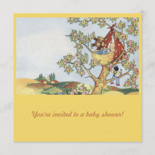 Invitation Berceau dans l'invitation au baby shower des arbre