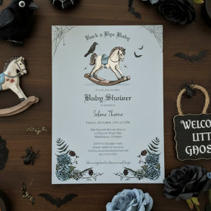 Invitation Berceau de bébé Rock a Bye Baby Shower gothique bl