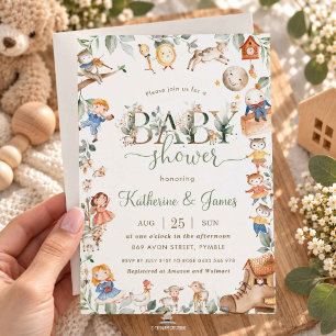 Invitation Berceau de Comptine Chic Baby Shower Neutralité
