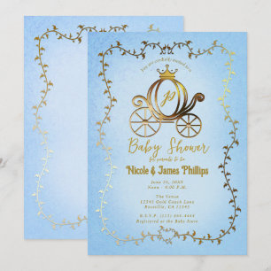 Invitation Berceau de conte de fée bleu de Carrosse de Prince