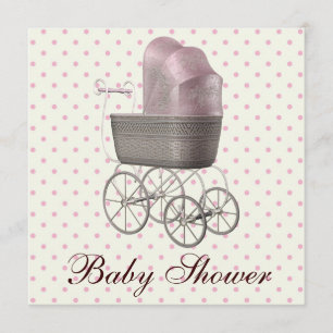 Invitation Berceau Rose Vintage Fille Bébé Shower