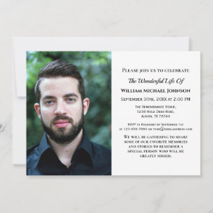 Invitation Bereavement Memorial Custom Photo Funérailles Symp