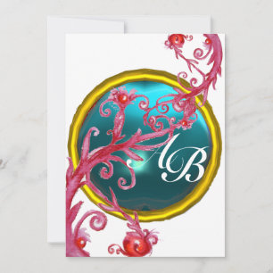 Invitation BÉRIES MAGIQUES 4, MONOGRAM blanc bleu violet roug