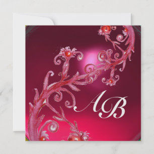 Invitation BÉRIES MAGIQUES 4,MONOGRAM glace rubis rouge