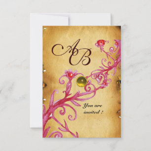 Invitation BÉRIES MAGIQUES MONOGRAM Parchemin Jaune rsvp