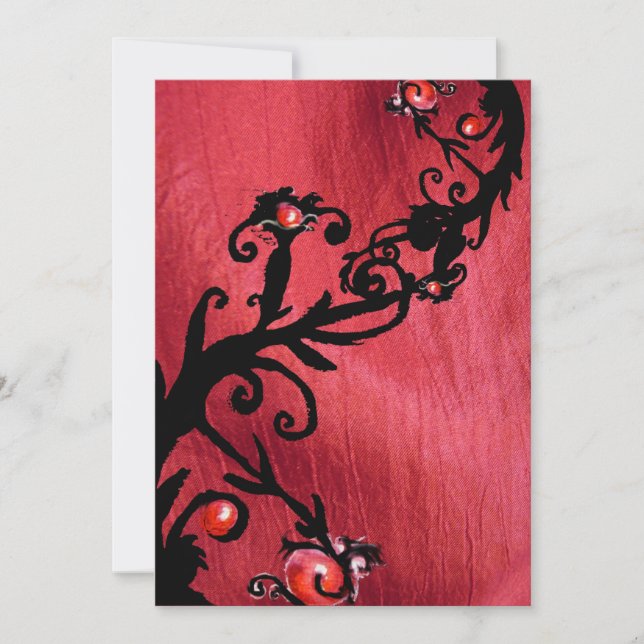 Invitation BÉRIES MAGIQUES, soie blanche rouge (Devant)